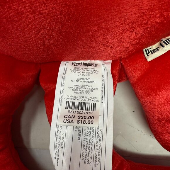 Red Crab Plush Accent Pillow Orange Yellow Stripe  Pier 1 One Imports  26" Wide - Picture 8 of 9
